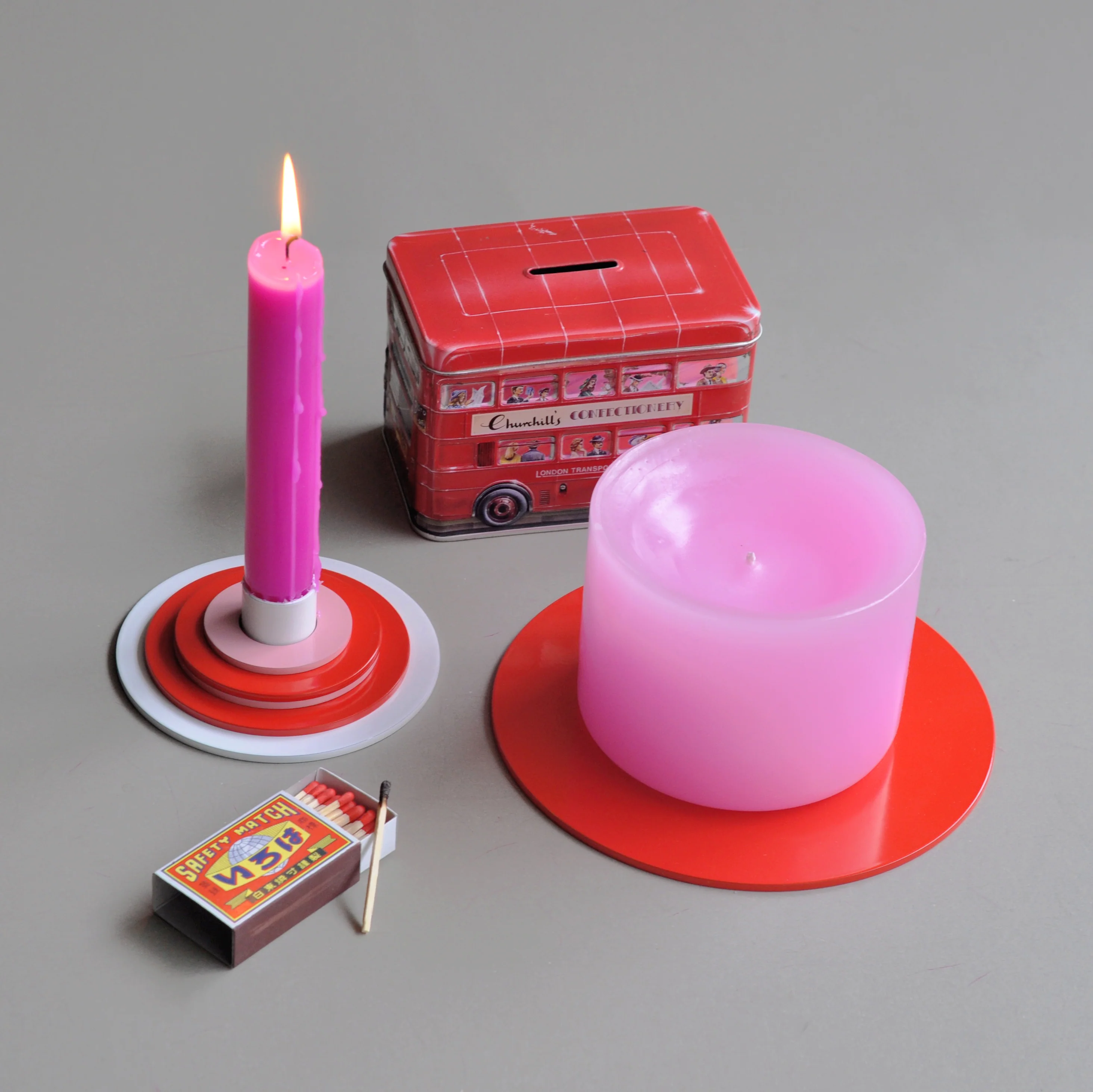 kerzenteller / candle plate rosa - Image 3